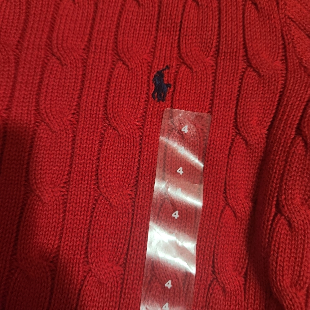 Polo by Ralph Lauren Red Cable-Knit Cotton Sweater - Picture 3 of 4